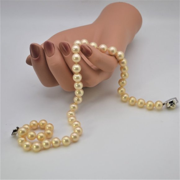 Vintage Majorica Cream Rose Pearl Choker Necklace 8mm - Picture 8 of 11